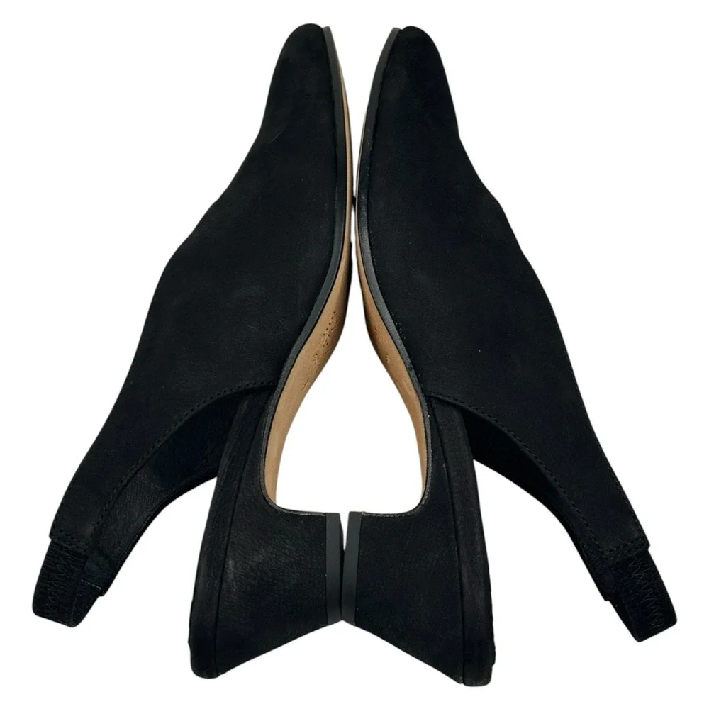 Eileen Fisher Gatwick Slingback Black Nubuck Suede Pump Heels Size 8 New $195